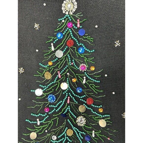 Vintage Christmas Sweater Women's M Beaded Jeweled Tree Cowl Neck BP Design - Picture 5 of 11